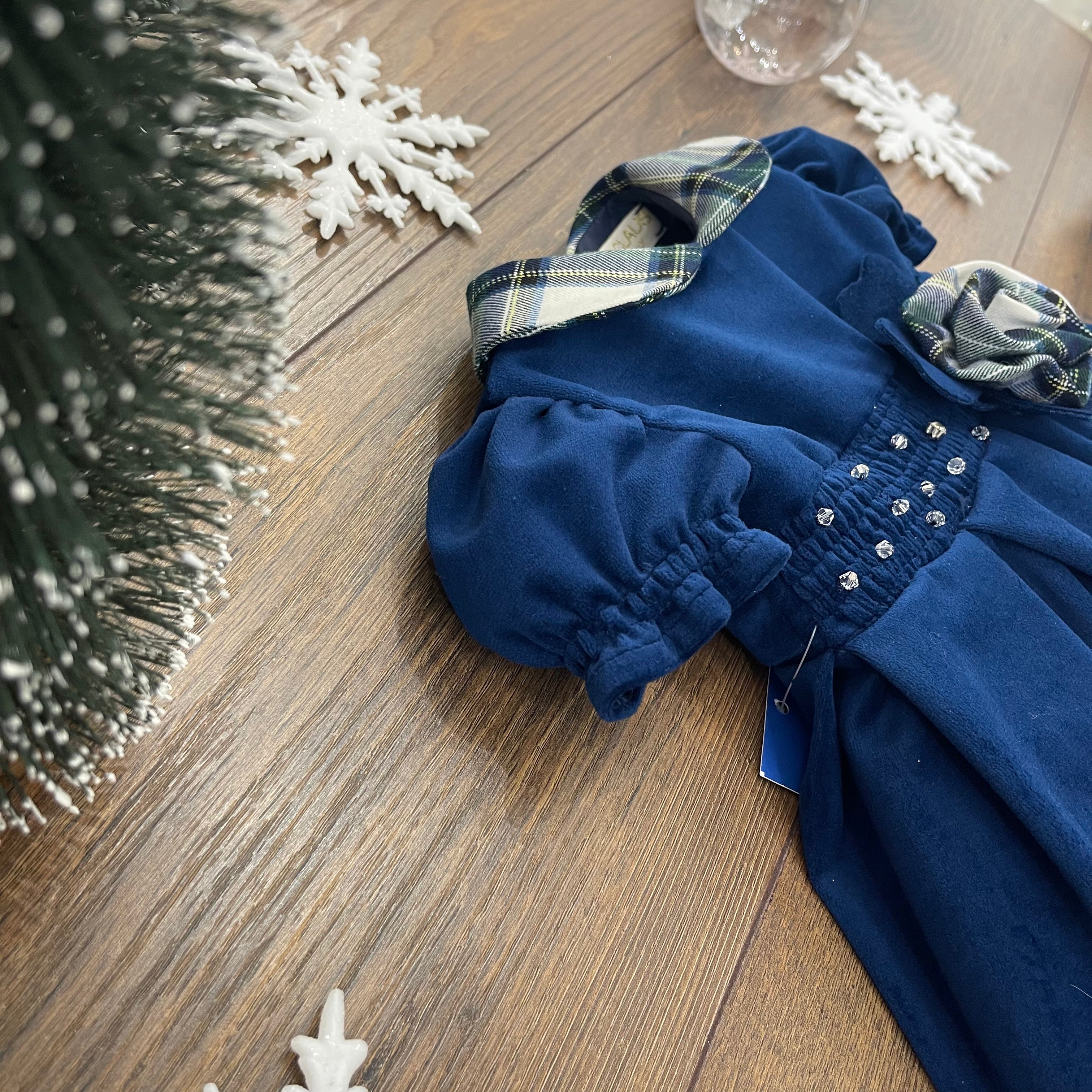 ABITO VELLUTO COLLO TARTAN