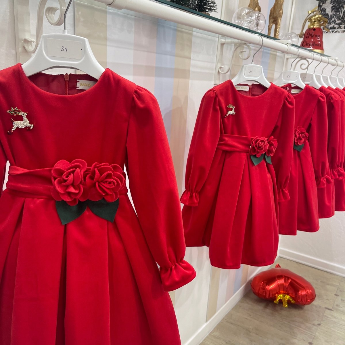 ABITO VELLUTO CON SPILLA 3 - 7 ANNI - Le Coroncine Kids