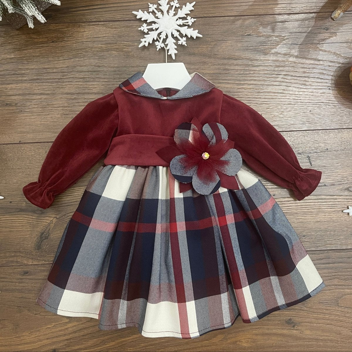ABITO VELLUTO E TARTAN - Le Coroncine Kids