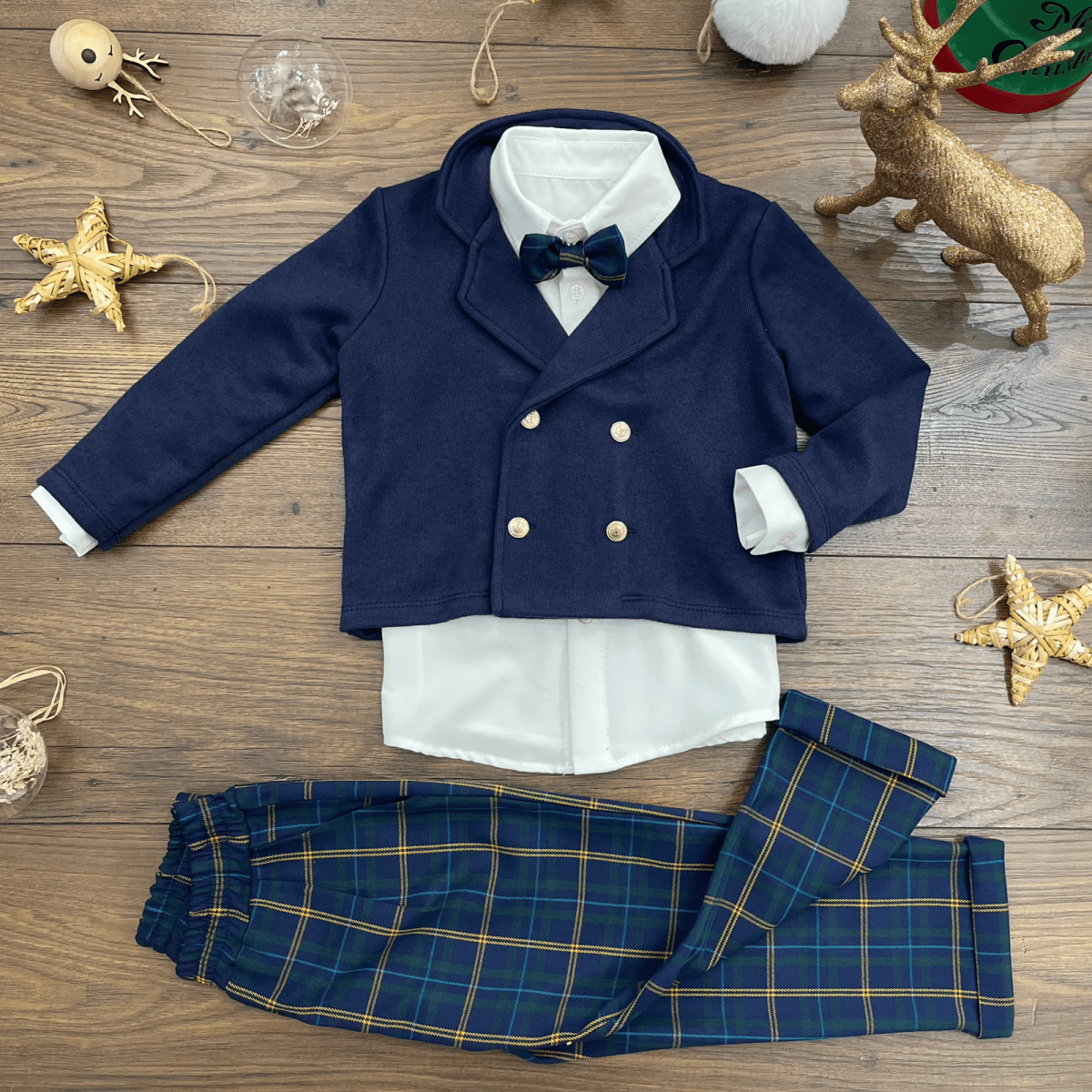 COMPLETO 4 PEZZI BOTTONI ORO - Le Coroncine Kids