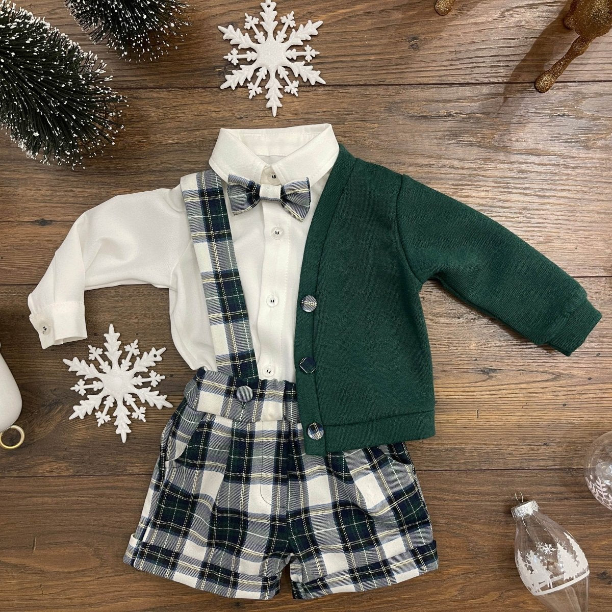 COMPLETO 4 PEZZI SALOPETTE+CARDIGAN - Le Coroncine Kids