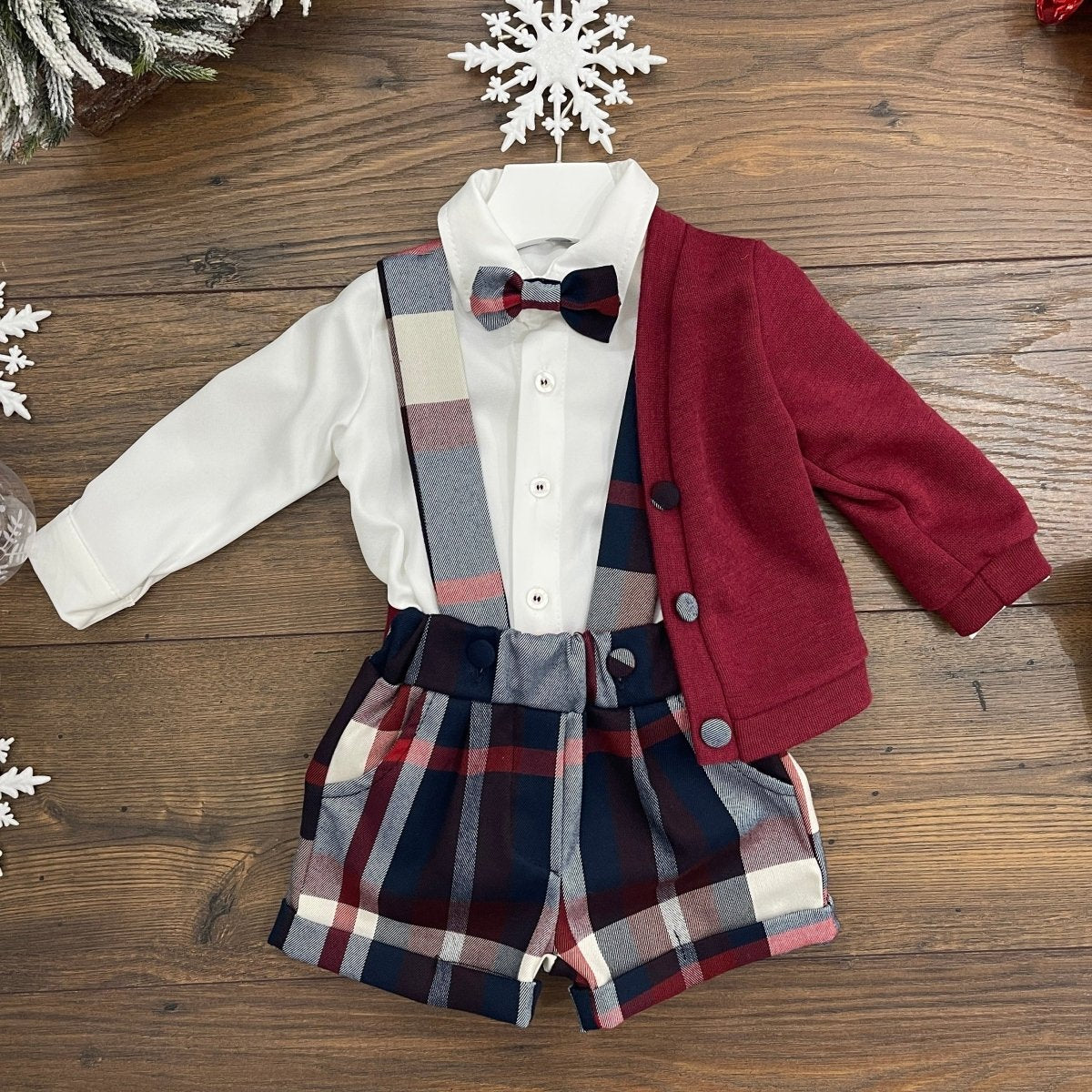 COMPLETO 4 PEZZI SALOPETTE+CARDIGAN - Le Coroncine Kids