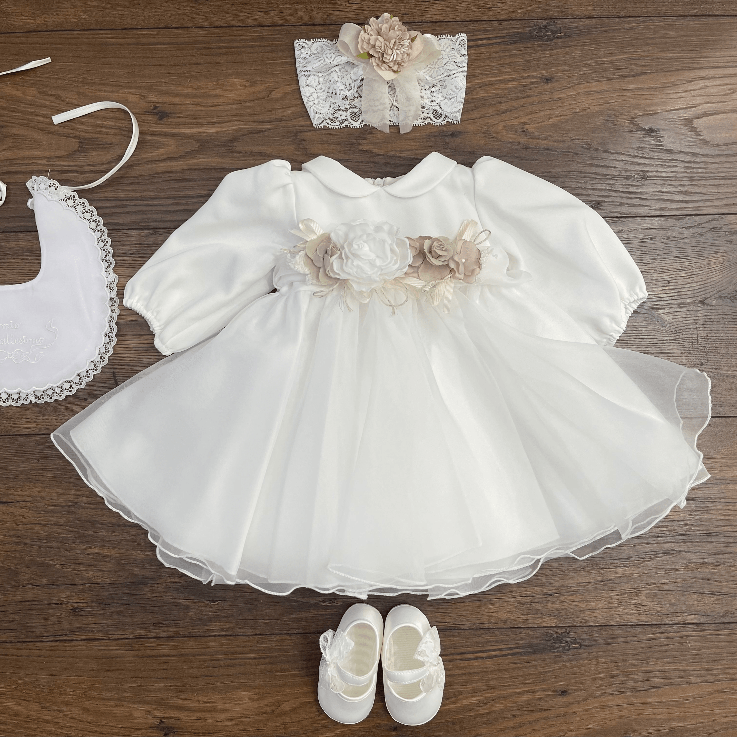 ABITO BATTESIMALE CON GONNA ORGANZA