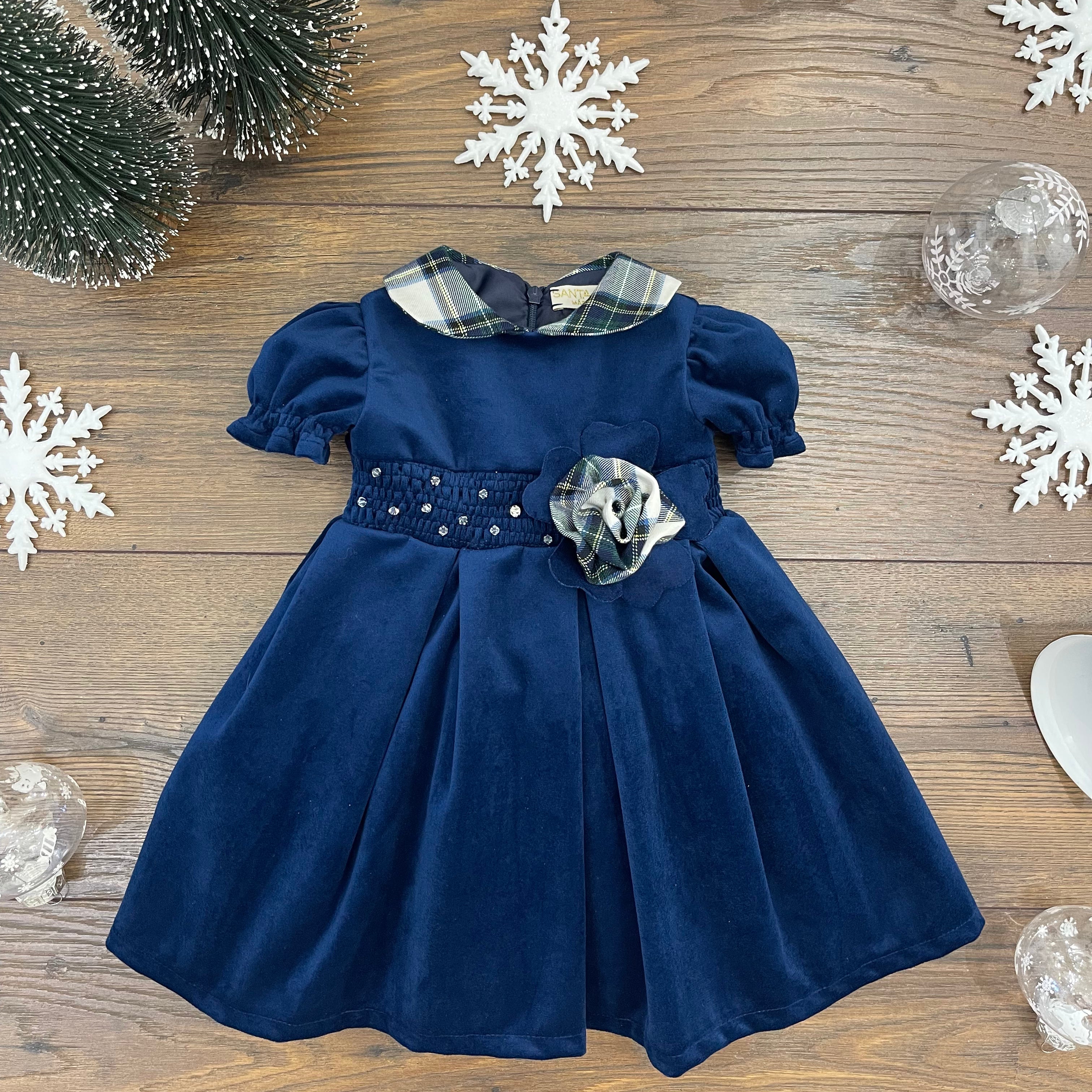 ABITO VELLUTO COLLO TARTAN