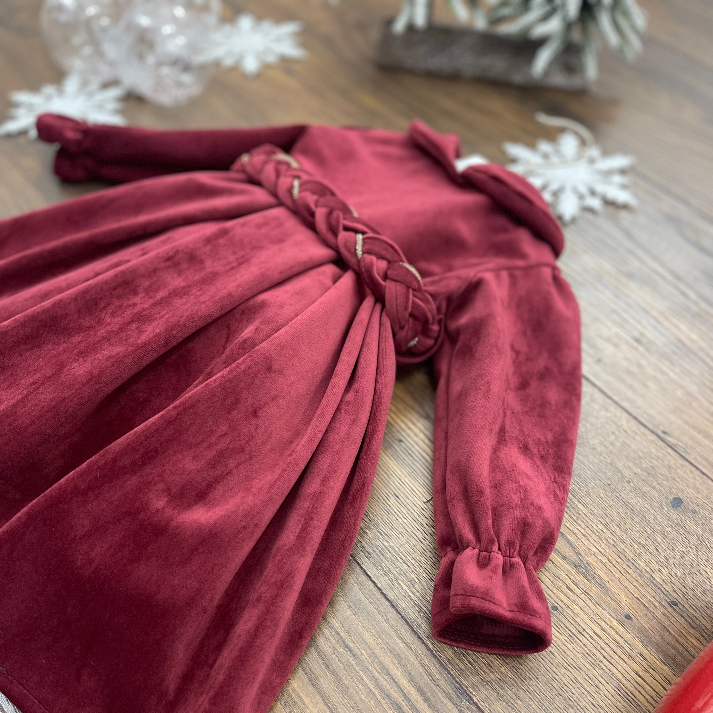 ABITO VELLUTO BORDEAUX 3-7 ANNI