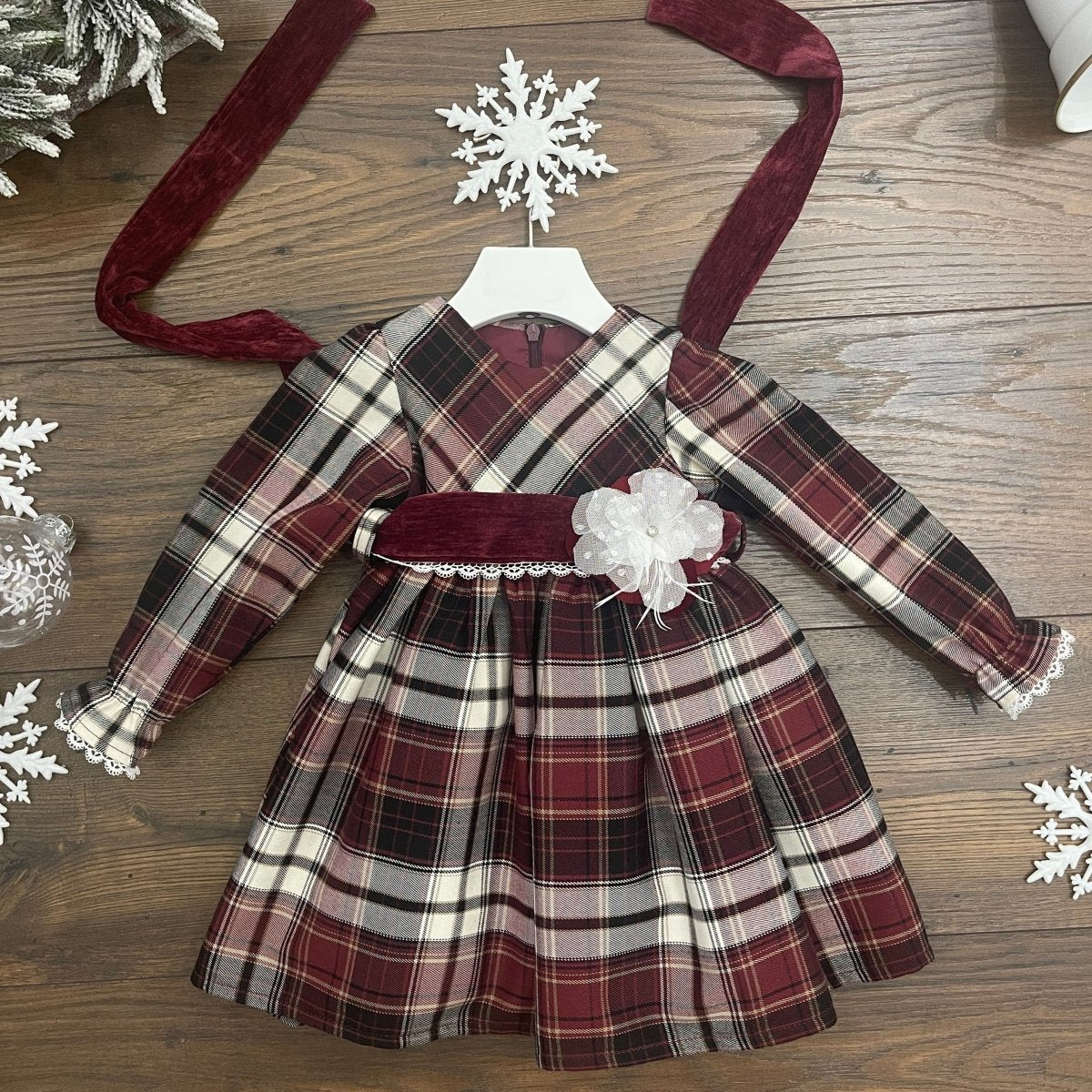 ABITO TARTAN BORDEAUX - Le Coroncine Kids