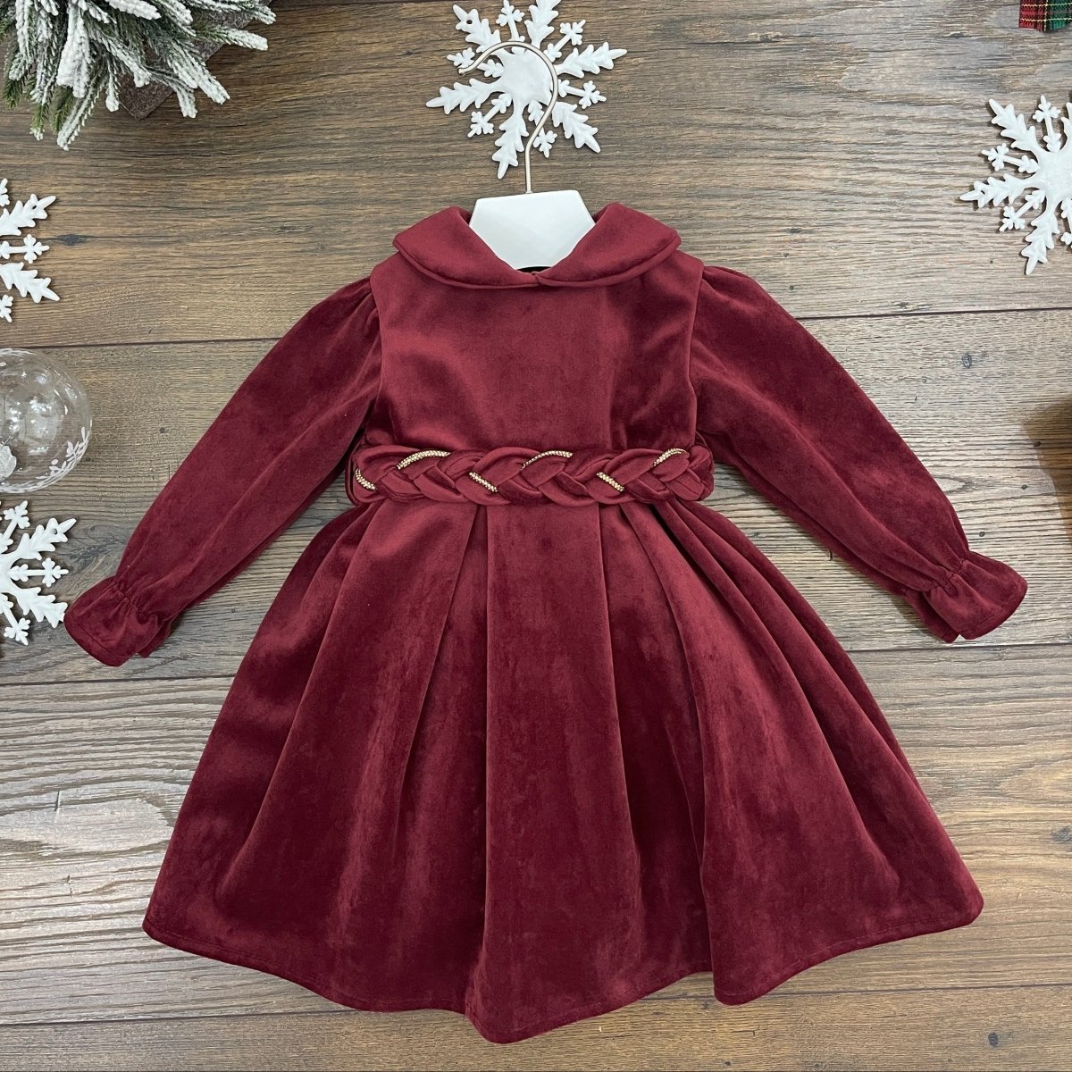 ABITO VELLUTO BORDEAUX - Le Coroncine Kids