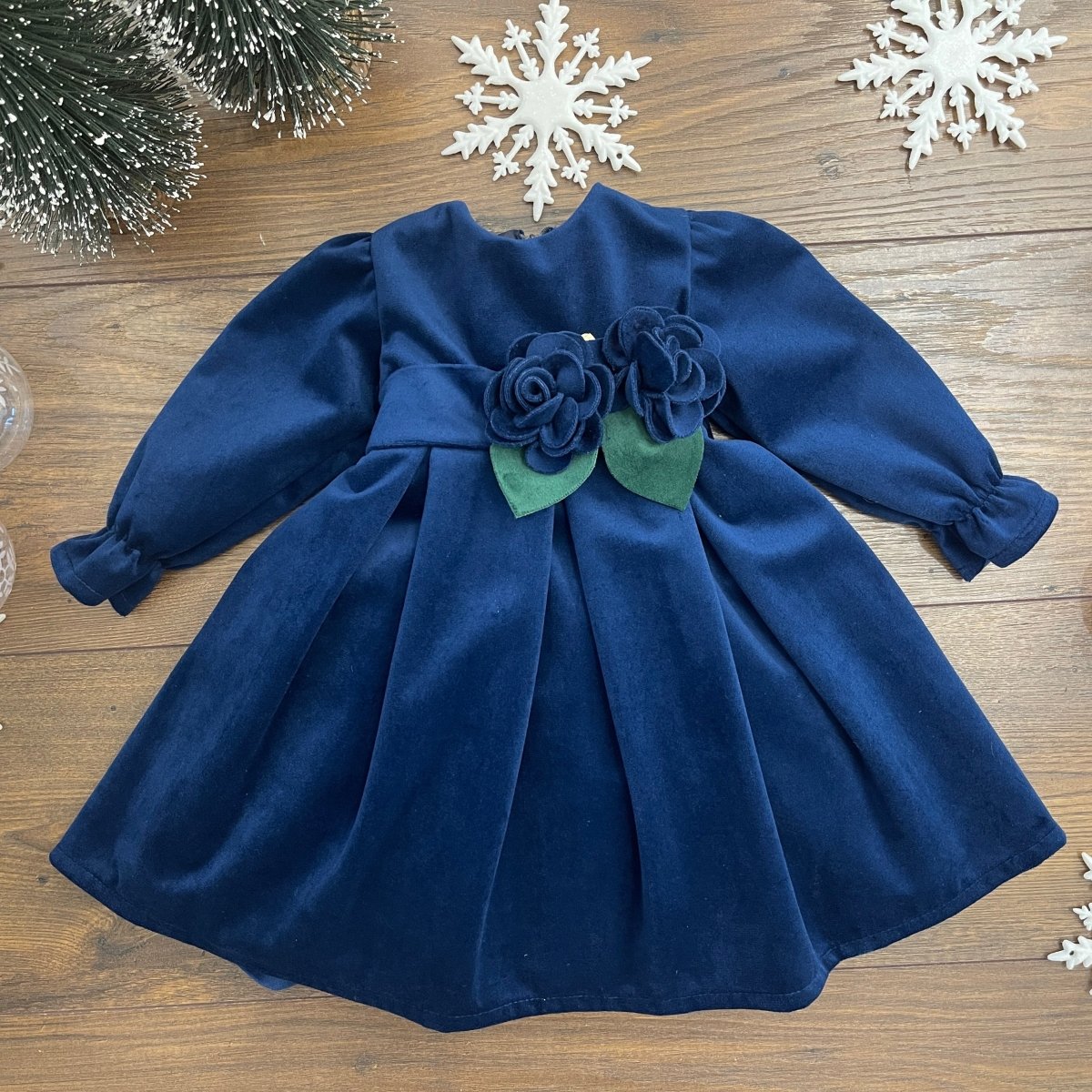 ABITO VELLUTO CON FIORI - Le Coroncine Kids