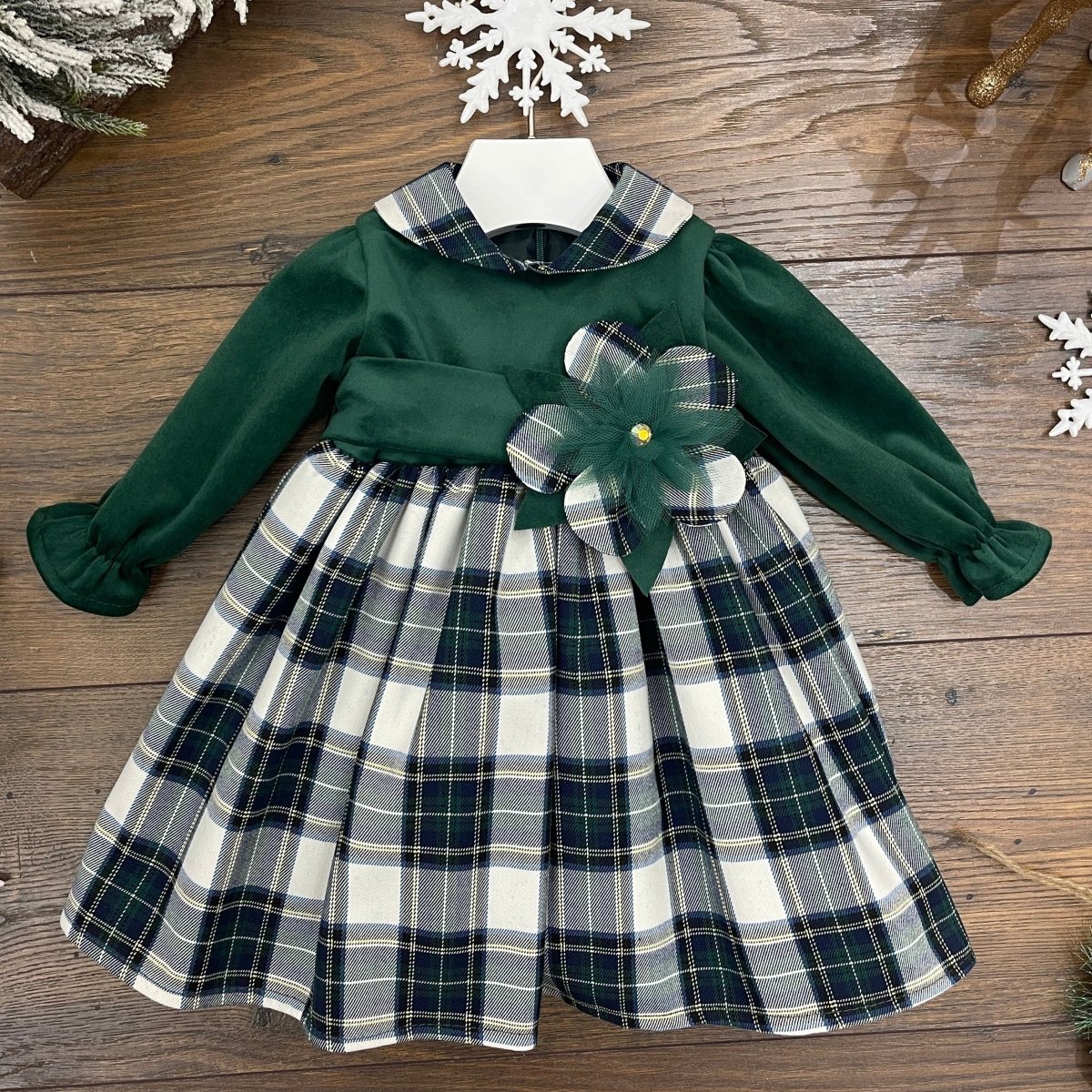 ABITO VELLUTO E TARTAN - Le Coroncine Kids