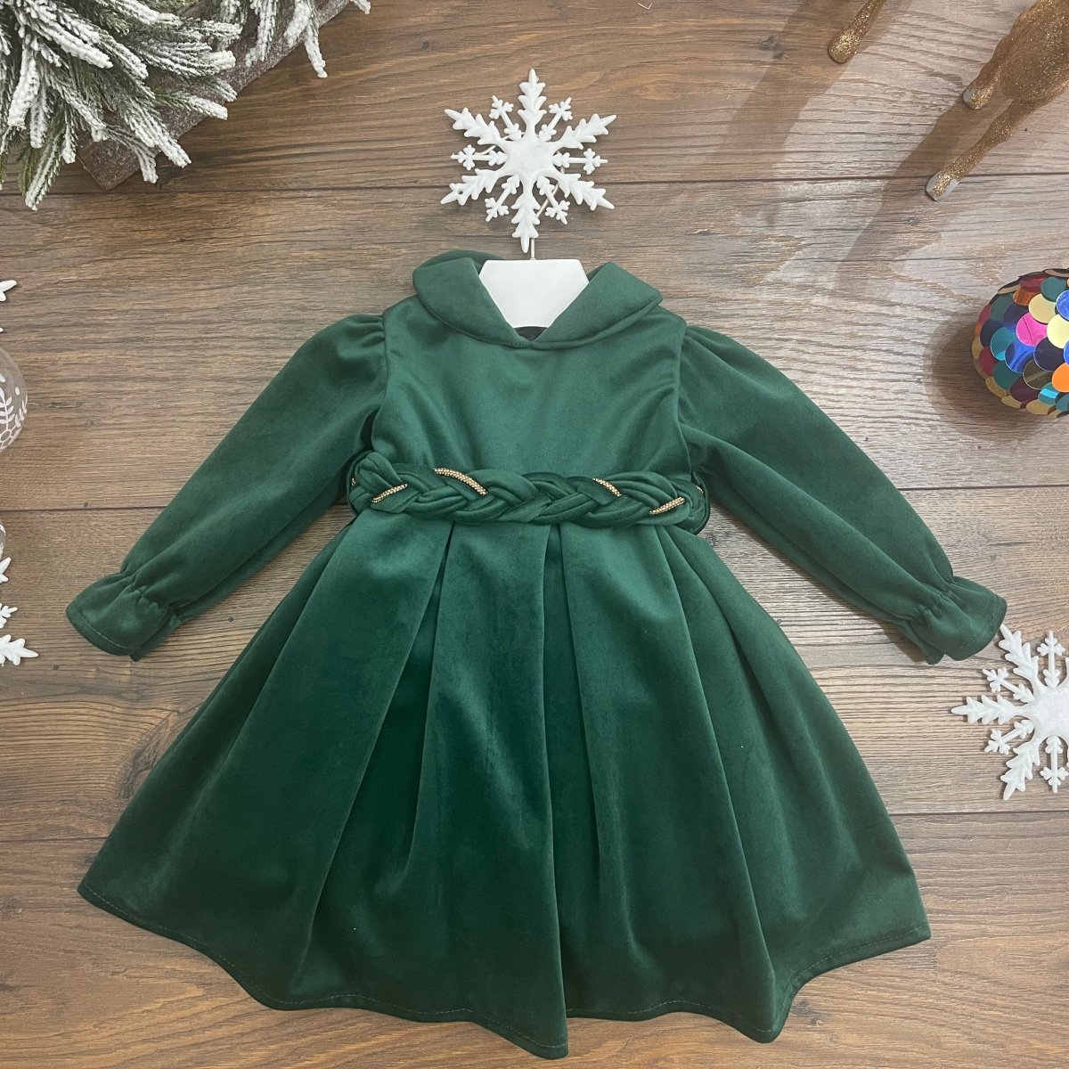 ABITO VELLUTO VERDE - Le Coroncine Kids