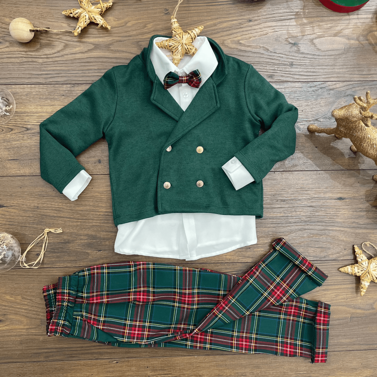 COMPLETO 4 PEZZI BOTTONI ORO - Le Coroncine Kids