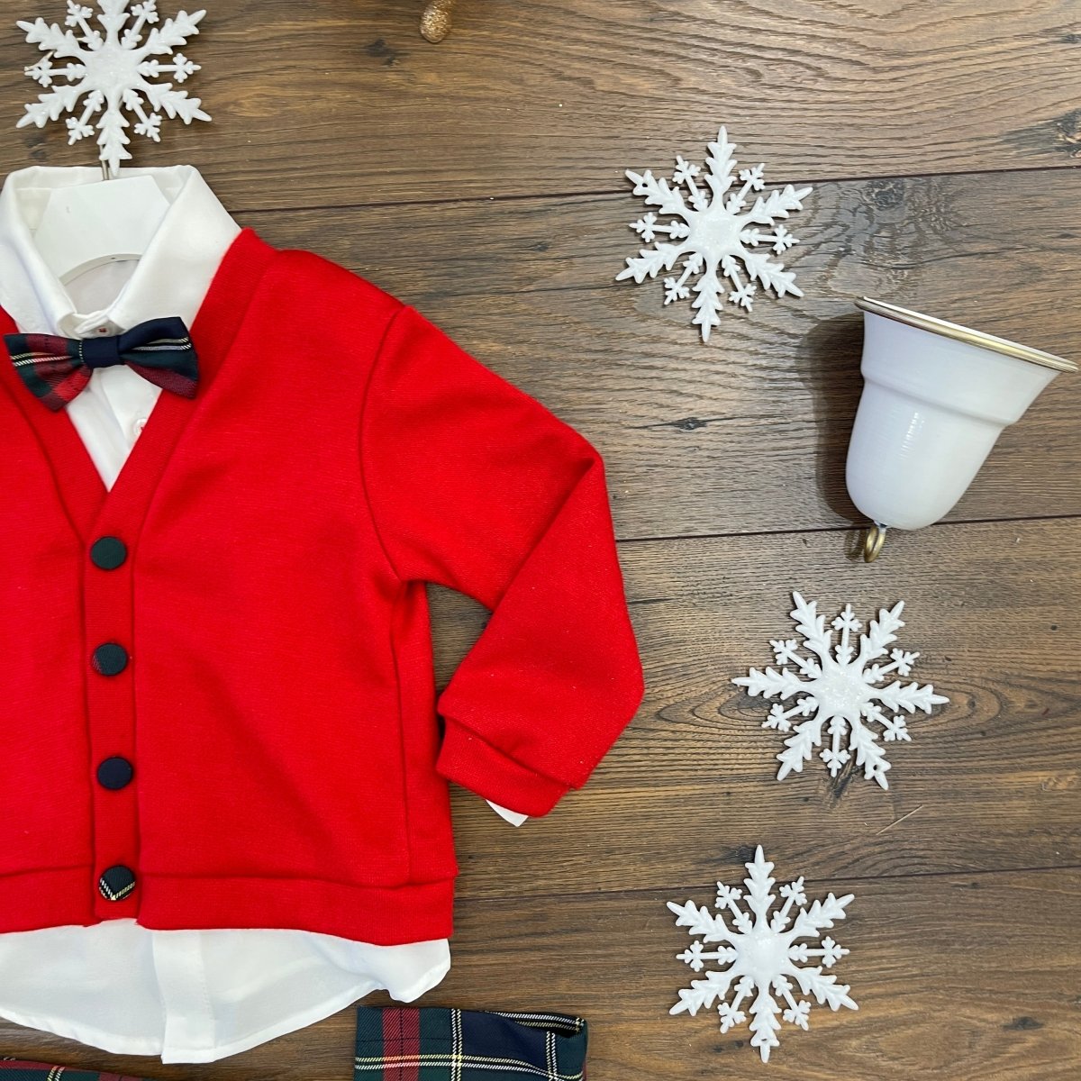 COMPLETO 4 PEZZI BOTTONI TARTAN - Le Coroncine Kids