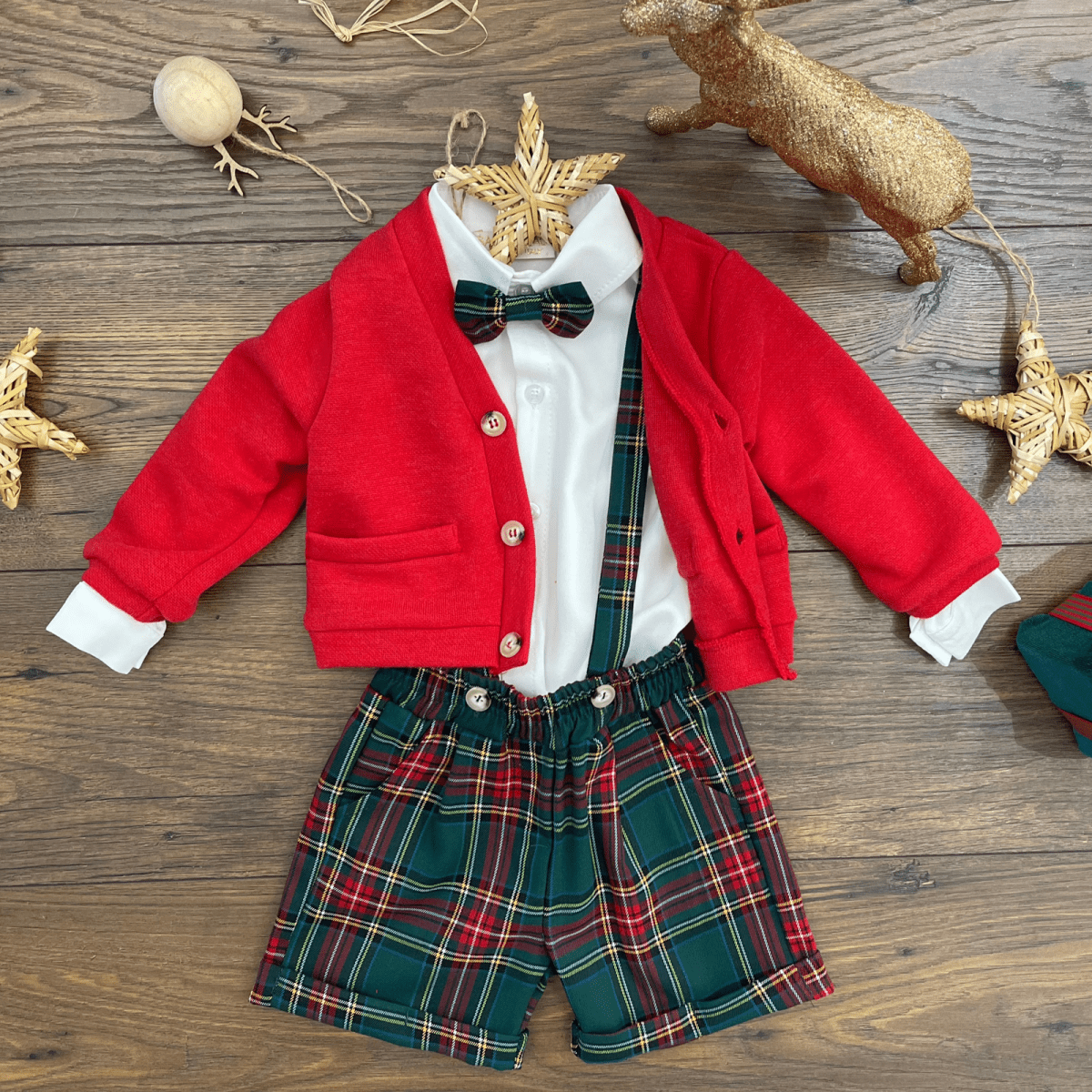 COMPLETO 4 PEZZI SALOPETTE+CARDIGAN - Le Coroncine Kids