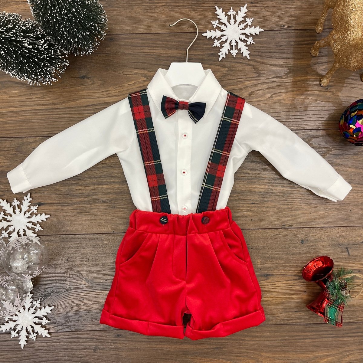 COMPLETO CAMICIA+SALOPETTE IN VELLUTO - Le Coroncine Kids