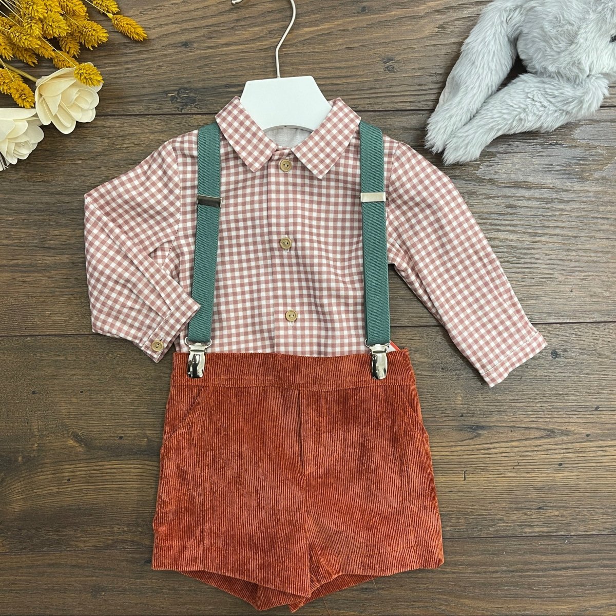 SALOPETTE IN VELLUTO CON CAMICIA - Le Coroncine Kids