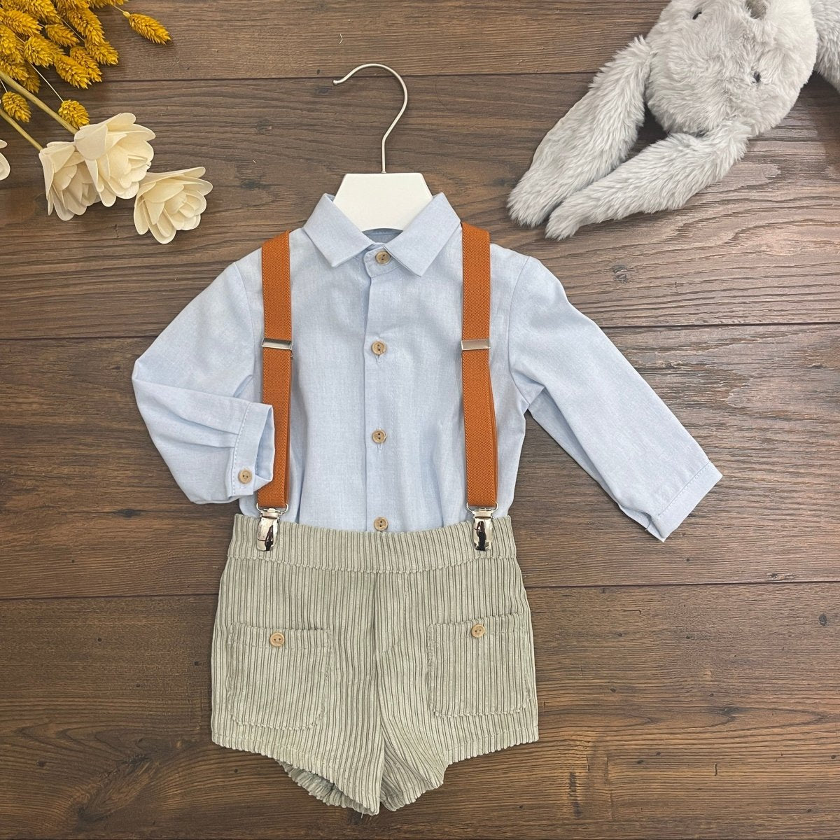 SALOPETTE IN VELLUTO CON CAMICIA - Le Coroncine Kids